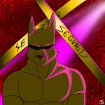  absurd_res anthro canid canine canis father hi_res intimidation male male/male mammal muscular nightclub parent sergld solo wolf 