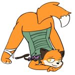  alpha_channel anthro butt canid canine clothed clothing dipstick_tail epic_games fennix_(fortnite) fortnite fox jack-o&#039;_pose looking_at_viewer male mammal markings no_pants no_underwear partially_clothed pose shirt simple_background spread_legs spreading srcfur tail_markings topwear transparent_background video_games 