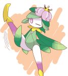  crepix female green_body lilligant nintendo one_eye_closed pok&eacute;mon pok&eacute;mon_(species) raised_leg solo video_games white_body 