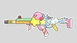  aero_lit apex_legends assault_rifle commentary crossover from_side gordo grey_background gun highres kirby kirby_(series) maxim_tomato no_humans pun r-301_carbine rifle sketch star_(symbol) weapon weapon_focus 