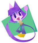  animate_inanimate anthro blush brown_hair domestic_cat felid feline felis female fingerless hair long_tail mammal no_shoes open_mouth origami paper papercraft purple_body purple_hair somefoolfp tailed_cat 