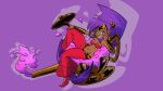  2022 absurd_res blue_eyes breasts clothing dark_body dark_skin female footwear genie hair hi_res humanoid humanoid_pointy_ears long_hair majayrick navel not_furry ponytail purple_hair shantae shantae_(series) shoes simple_background smile smoke solo video_games wayforward 