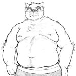  2022 anthro belly big_belly canid canine canis clothing domestic_dog hi_res humanoid_hands kemono male mammal moobs navel nipples overweight overweight_male simple_background solo underwear whitebeast20 