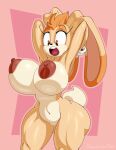  aged_up anthro areola big_breasts breasts brown_eyes brown_hair brown_nipples clothing cream_the_rabbit daredemon7000 dipstick_ears female genitals gloves hair handwear hi_res huge_breasts lagomorph leporid looking_down mammal multicolored_ears navel nipples nude open_mouth pussy rabbit sega solo sonic_the_hedgehog_(series) tan_body thick_thighs 