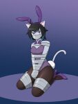  anthro bound bow_tie bunny_costume clothing costume domestic_cat fake_ears fake_rabbit_ears felid feline felis female frogtied gag hi_res high_heels kneeling layla_(nivek15) legs_tied mammal nivek15 solo tape tape_bondage tape_gag 