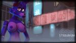  3d_(artwork) animatronic bow_tie breasts canid canine digital_media_(artwork) fan_character female five_nights_at_freddy&#039;s fox hair heart_(marking) hi_res lipstick machine makeup mammal purple_body purple_hair red_eyes red_lipstick robot scottgames snout strahinium video_games 