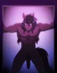  anthro athletic athletic_male balls bedroom_eyes big_penis black_hair blue_eyes brown_body brown_fur conditional_dnp equid equine flaccid fur genitals hair hi_res horse kadath looking_at_viewer male mammal markus_(kadath) muscular muscular_anthro muscular_male narrowed_eyes nude penis seductive smile solo 