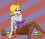  anthro arcatech blonde_hair broodal bunny_costume clothing costume female hair hariet_(mario) hi_res lagomorph leporid long_ears mammal mario_bros nintendo rabbit red_eyes solo super_mario_odyssey tagme teeth video_games white_body 