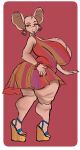  anthro big_breasts big_butt breasts butt clothing dress female hi_res high_heels huge_breasts huge_butt looking_at_viewer mammal murid murine pyredaemos rat rodent solo 