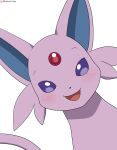  2021 absurd_res ambiguous_gender artist_name black_eyes blush eeveelution espeon feral forehead_gem head_tilt hi_res looking_at_viewer nintendo patreon patreon_logo pok&eacute;mon pok&eacute;mon_(species) purple_body purple_ears simple_background smile smiling_at_viewer solo tongue video_games white_background winick-lim 