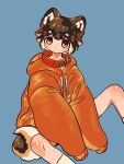  :/ animal_collar animal_ears between_legs blue_background brown_eyes brown_hair calf_socks collar dog_boy dog_ears dog_tail ears_up full_body hand_between_legs highres hood hood_down hoodie long_sleeves looking_at_viewer multicolored_hair orange_hoodie original oversized_clothes red_collar shima_(wansyon144) short_eyebrows sitting sleeves_past_fingers sleeves_past_wrists socks solo sweatshirt tail thick_eyebrows two-tone_hair white_hair white_legwear 