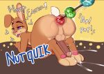  absurd_res ahegao all_fours anal anal_beads anal_penetration anthro ass_up balls brown_body conditional_dnp dialogue ejaculation erection eyebrows genitals hands-free hi_res lagomorph leporid looking_pleasured male mammal mascot moan nesquik nesquik_bunny open_mouth penetration rabbit raised_eyebrow sex_toy shaded simple_background singafurian solo talking_to_viewer 