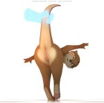  anthro anus disembodied_hand duo female genitals ghost_hands hi_res kiwi_(changing_fates) letodoesart lifted_by_tail looking_back lutrine mammal mustelid nude pussy rear_view simple_background solo_focus tail_grab white_background 