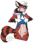  2022 ailurid anthro balls digital_media_(artwork) ear_piercing ear_ring genitals girly hi_res kittydee looking_at_viewer male mammal penis piercing pink_eyes red_panda smile solo 