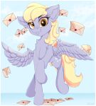  2020 absurd_res buru-misu chest_tuft cutie_mark derpy_hooves_(mlp) equid equine eyelashes feathered_wings feathers female feral friendship_is_magic fur grey_body grey_fur hasbro hi_res inner_ear_fluff letter looking_at_viewer mammal my_little_pony pegasus smile tuft wings yellow_eyes 