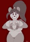  2019 absurd_res aged_up anthro big_breasts black_fur black_hair blizzard_entertainment breasts butt clothed clothing digital_media_(artwork) female freepancakes fur gloves hair hand_heart hi_res huge_breasts li_li_stormstout looking_at_viewer mammal multicolored_fur pandaren ponytail simple_background smile solo thick_thighs two_tone_fur ursid video_games warcraft white_fur wide_hips 