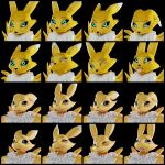  1:1 3d_(artwork) absurd_res ahegao angry bandai_namco black_background black_sclera blender_(software) blue_eyes canid canine chest_tuft digimon digimon_(species) digital_media_(artwork) expression_sheet expressions female fever-dreamer fox fur happy hi_res looking_at_viewer looking_pleasured mammal mane multicolored_body multicolored_fur one_eye_closed renamon ruff sad shocked simple_background smug solo tuft white_body white_fur wink yellow_body yellow_fur 