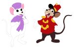  absurd_res anthro brown_body brown_fur clothing darkbolt disney don_bluth dumbo_(movie) duo female fur gloves handwear hat headgear headwear hi_res jacket male mammal miss_bianca_(the_rescuers) mouse murid murine rodent scarf the_rescuers_(disney) timothy_mouse topwear white_body white_fur 