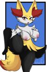  absurd_res anthro black_body black_fur braixen breasts female fenefell fur genitals hi_res nintendo nipples pok&eacute;mon pok&eacute;mon_(species) pussy red_body red_eyes red_fur red_nose simple_background solo video_games white_body white_fur yellow_body yellow_fur 