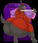  anthro bedroom_eyes belly big_butt bubble_butt butt butt_focus canid canine canis clothed clothed/nude clothing disney dummy_thicc ears_aside exposed_butt fur girly grey_body grey_fur hi_res huge_butt huge_hips huge_thighs hyper hyper_butt looking_at_viewer looking_back male mammal melee_weapon multicolored_body narrowed_eyes neck_tuft nude obese obese_anthro obese_male open_mouth overweight overweight_anthro overweight_male partially_clothed pinup pose presenting presenting_hindquarters rear_view rhynobullraq robin_hood_(disney) rumpty_bumpty seductive sheriff_of_nottingham smile solo sword thick_thighs tuft two_tone_body weapon wide_hips wolf yellow_eyes 