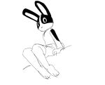  animal_crossing anthro clothed clothing digital_media_(artwork) domestic_rabbit dotty_(animal_crossing) dutch_rabbit female fur gantan lagomorph leporid looking_at_viewer low-angle_view mammal monochrome multicolored_body multicolored_fur nintendo oryctolagus rabbit scut_tail short_tail simple_background sitting solo two_tone_body two_tone_fur video_games 