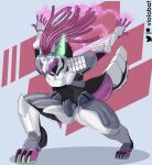  abstract_background absurd_res ambiguous_gender anthro canid canine dreadlocks electricity hi_res humanoid light lighting machine male mammal robot robot_humanoid solo viola_bat 