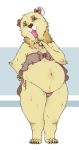  anthro belly bikini_thong breasts chubby_belly chubby_female clothing fakeanna female food hi_res mammal navel popsicle popsicle_melting pregnant slightly_chubby small_breasts solo swimwear thong underwear ursid 