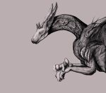  anatomically_correct digital_drawing_(artwork) digital_media_(artwork) dragon feral hi_res king-owl male monochrome paws scales shaded simple_background solo solo_focus 