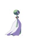  colored_skin full_body gardevoir green_hair highres mokuzou_(moku_ssbu) pokemon pokemon_(creature) red_eyes short_hair signature simple_background solo standing white_background white_skin 