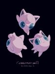  aqua_eyes black_background character_name closed_mouth commentary_request dated highres jigglypuff looking_down mokuzou_(moku_ssbu) no_humans pokemon pokemon_(creature) simple_background smile 
