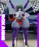  2022 3d_(artwork) anthro areola big_breasts black_bottomwear black_clothing black_nose black_stripes blurred_background bottomwear breasts building camel_toe canid canine canis car character_name checkered_flag clothed clothing digital_media_(artwork) ear_piercing ear_ring eyewear female five_nights_at_freddy&#039;s five_nights_at_freddy&#039;s:_security_breach flag footwear full-length_portrait green_hair green_highlights hair hi_res highlights_(coloring) holding_flag holding_object huge_breasts legwear lips lipstick makeup mammal multicolored_bottomwear multicolored_clothing multicolored_hair multiple_piercings nipples outside pattern_clothing pattern_legwear piercing platform_footwear portrait purple_clothing purple_footwear purple_legwear purple_lips purple_lipstick purple_tail red_bottomwear red_clothing road roxanne_wolf_(fnaf) scottgames shaded skimpy sky solo standing striped_clothing striped_legwear stripes sunglasses sunr4y thick_thighs topless two_tone_bottomwear two_tone_clothing two_tone_hair vehicle video_games white_hair wolf 