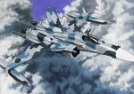  aircraft airplane anti-u.n. camouflage canards cloud commentary_request flying gun highres jet machine_gun macross macross_zero original realistic roundel science_fiction sv-51 user_kcnd2882 variable_fighter weapon 