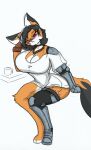  anthro big_breasts blind blush breasts canid canine clothing fan_character female fox hi_res mammal mature_female pace-maker prosthetic scar shirt solo thick_thighs topwear vivian_boulevard 