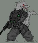  absurd_res alligator alligatorid alternate_version_at_source anthro biped black_eyes bulletproof_vest camo camo_clothing camo_print clothed clothing crocodilian female gun handgun hi_res holding_object holding_weapon im51nn5 open_mouth partially_submerged pattern_clothing pistol raised_tail ranged_weapon red_sclera reptile scales scalie simple_background solo standing teeth tongue weapon white_body white_scales 