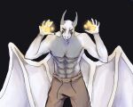  absurd_res anthro bottomwear clothing dragon elvor_xaetri hi_res magic magic_user male pants pexequno shirtless solo wings 