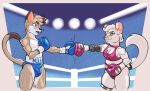  2022 absurd_res age_difference albino anthro boxing boxing_gloves boxing_trunks breasts briefs chinchilla chinchillid cleavage_cutout clothing dcheese digital_media_(artwork) domestic_cat duo felid feline felis female fight fighting_ring fur handwear hi_res male male/female mammal mature_female older_female rodent size_difference sport sports_panties suelita_mendoza underwear white_body white_fur younger_male 