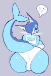  anthro blue_body bra butt clothed clothing eeveelution female looking_at_viewer nintendo panties pok&eacute;mon pok&eacute;mon_(species) pukemilked raised_tail solo tongue tongue_out underwear vaporeon video_games 