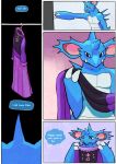  anthro black_clothing blue_body claws clothing comic english_text fangs grimart male nidoking nintendo pink_clothing pok&eacute;mon pok&eacute;mon_(species) purple_clothing shiny_pok&eacute;mon solo spikes spikes_(anatomy) text tini_(grimart) video_games white_body 