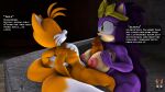 2022 3d_(artwork) absurd_res anthro big_breasts big_penis blue_eyes breast_play breasts canid canine crown dark_purple_hair devilstophat dialogue digital_media_(artwork) duo english_text erection eulipotyphlan female fox fur genitals green_eyes hair hedgehog hi_res licking long_hair male male/female mammal mature_female miles_prower mostly_nude nipples nude open_mouth oral penile penis penis_lick purple_body purple_fur queen_aleena_hedgehog sega sex smile sonic_the_hedgehog_(series) sonic_underground text titfuck tongue tongue_out video_games yellow_body yellow_fur 