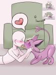  ambiguous_gender angelwingart blush bodily_fluids canid canine digital_media_(artwork) duo eeveelution espeon feral french_kissing hi_res human interspecies kissing looking_pleasured mammal nintendo nude open_mouth pok&eacute;mon pok&eacute;mon_(species) pok&eacute;philia saliva simple_background tongue tongue_out video_games 