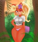  activision anthro blonde_hair breasts clothing coco_bandicoot crash_bandicoot_(series) female hair hi_res one_eye_closed panties shirt solo souley69 thick_thighs topwear underwear video_games wink 