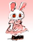  bronzecatworld clothed clothing dress female feral footwear hi_res lagomorph leporid mammal rabbit red_eyes shoes sketch solo standing 