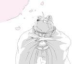  2022 anthro biped cape cherry_blossom clothed clothing hi_res kemono male mammal overweight overweight_male plant simple_background solo suishou0602 ursid 