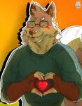  &lt;3 absurd_res anthro canid canine cute_expression fox fur gift hi_res icon kuma_richards love male mammal pink_body pink_fur smile solo 