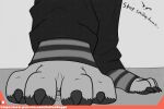  adrien_(bkdebo) aeris_roivas anthro barefoot between_toes bkdebo duo feet female foot_fetish foot_on_back immobilization larger_male male male/female pawpads paws pinned_to_floor pinned_to_ground size_difference smaller_female soles squish toes trapped underfoot 