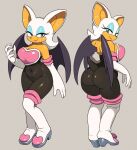  anthro big_breasts breasts chiropteran cleavage clothed clothing female green_eyes grey_background hi_res looking_at_viewer mammal rouge_the_bat sega simple_background solo sonic_the_hedgehog_(series) wide_hips yuta_agc 