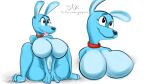  2022 anthro big_breasts blue_body blue_fur breasts canid canine canis collar curvy_figure digital_media_(artwork) domestic_dog dot_eyes eyelashes featureless_breasts feet female fur gloryworm go_dog_go!_(series) hi_res hourglass_figure huge_breasts mammal multicolored_body multicolored_fur navel netflix signature simple_background simple_eyes sitting smile solo thick_thighs toes tongue tongue_out two_tone_body two_tone_fur voluptuous white_background wide_hips 