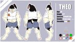  absurd_res anthro bottomwear clothing hi_res kuma_richards lagomorph leporid male mammal model_sheet rabbit shorts slightly_chubby solo 