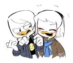  2020 4_fingers anatid anseriform anthro avian bamboo_(artist) beak bird blush brother brother_and_sister clothed clothing della_duck disney donald_duck duck ducktales ducktales_(2017) duo female fingers male sibling simple_background sister white_background young 