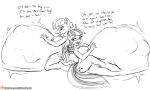  5_fingers anthro anthrofied belly big_belly breasts cutie_mark english_text equid equine eyelashes female fingers freckles friendship_is_magic half-closed_eyes hasbro hi_res horn hyper hyper_belly mammal mature_anthro mature_female monochrome my_little_pony narrowed_eyes nipples novaspark nude pegasus smile text twilight_velvet_(mlp) unicorn vore windy_whistles_(mlp) wings 